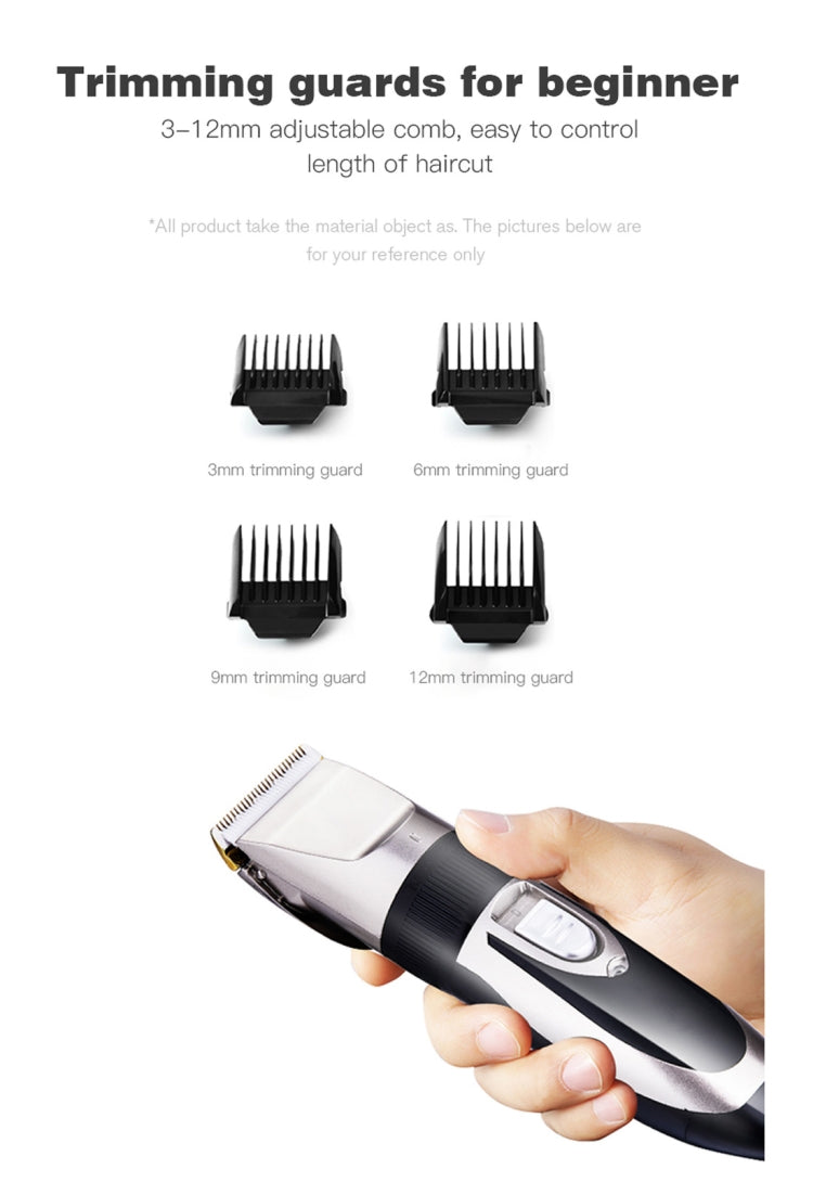 Electrical Hair Trimmer Rechargeable Mute Hair Clipper Hair Cutting Machine Set Trimmer Tool with 4 Combs(Champagne Gold)