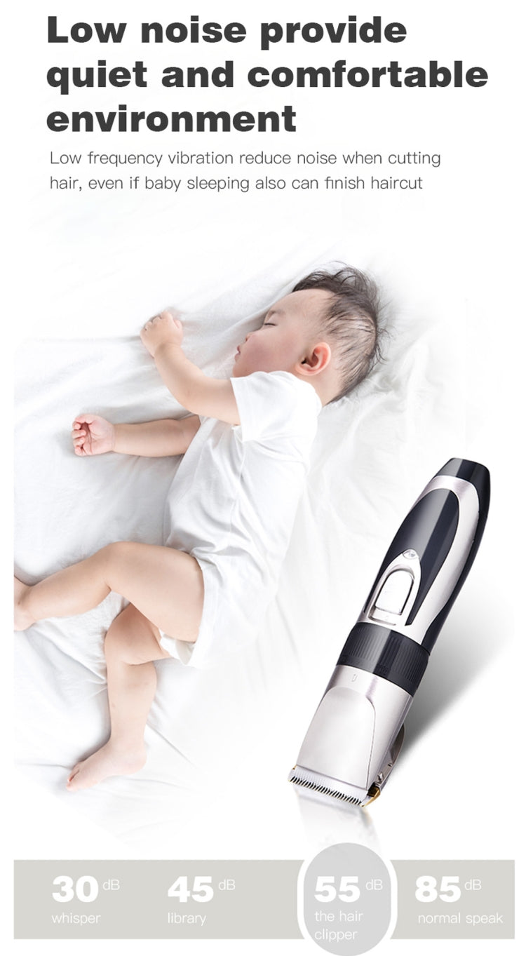 Electrical Hair Trimmer Rechargeable Mute Hair Clipper Hair Cutting Machine Set Trimmer Tool with 4 Combs(Champagne Gold)