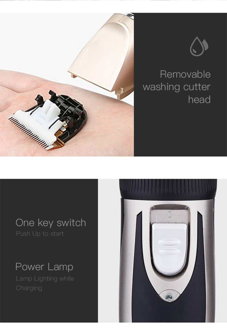 Electrical Hair Trimmer Rechargeable Mute Hair Clipper Hair Cutting Machine Set Trimmer Tool with 4 Combs(Champagne Gold)