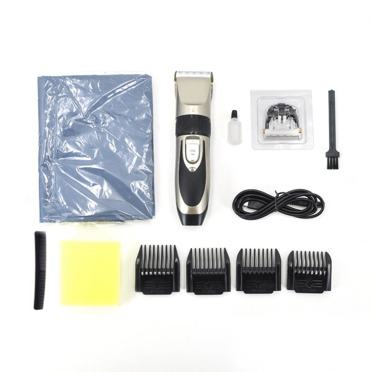 Electrical Hair Trimmer Rechargeable Mute Hair Clipper Hair Cutting Machine Set Trimmer Tool with 4 Combs(Champagne Gold)