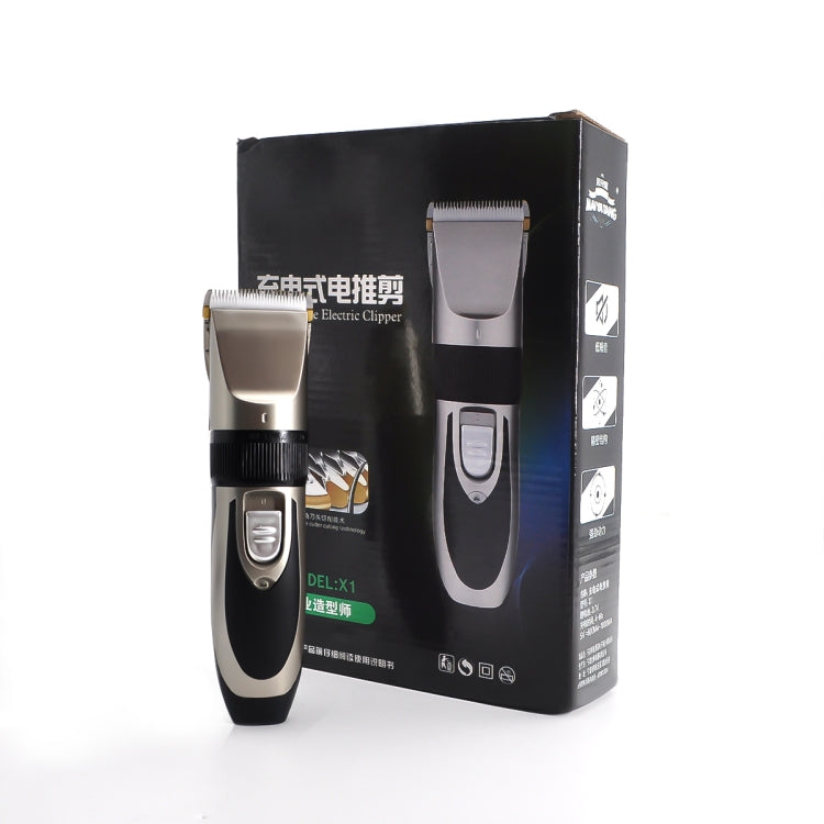Electrical Hair Trimmer Rechargeable Mute Hair Clipper Hair Cutting Machine Set Trimmer Tool with 4 Combs(Champagne Gold)