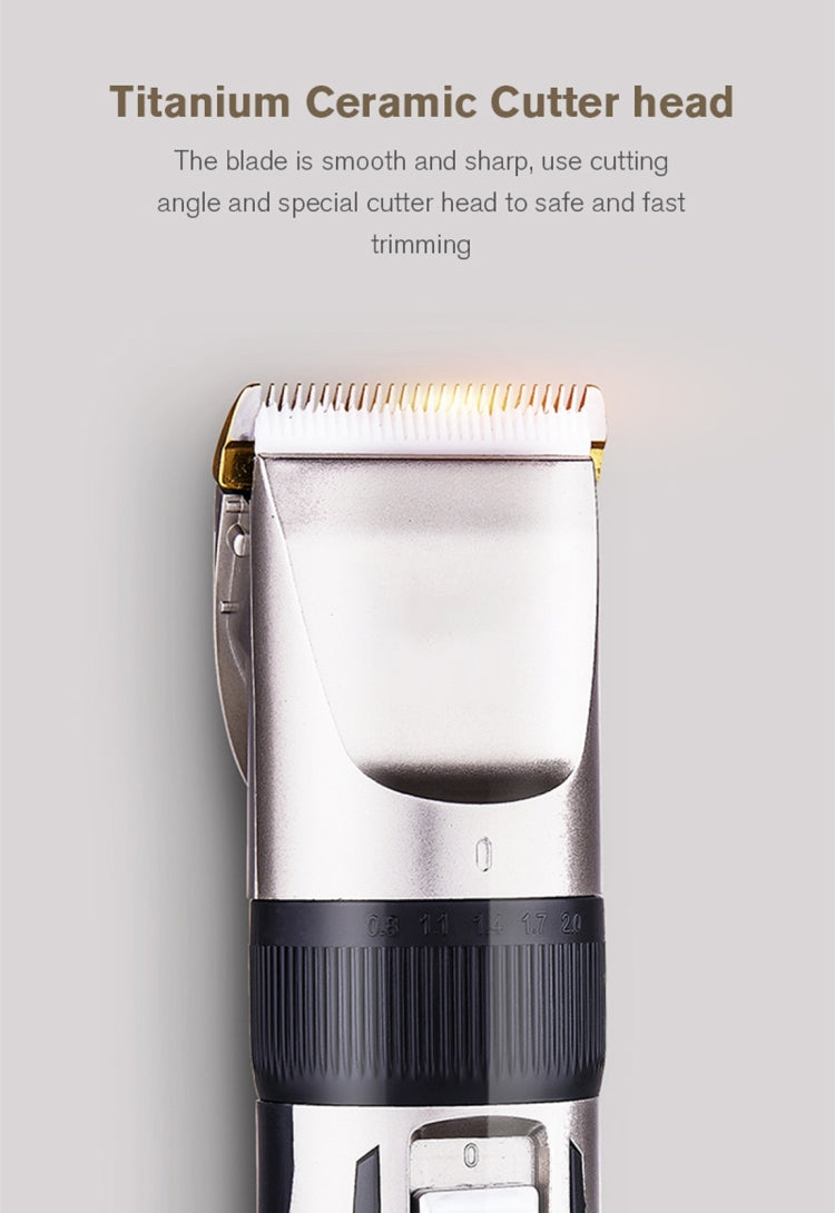 Electrical Hair Trimmer Rechargeable Mute Hair Clipper Hair Cutting Machine Set Trimmer Tool with 4 Combs(Champagne Gold)