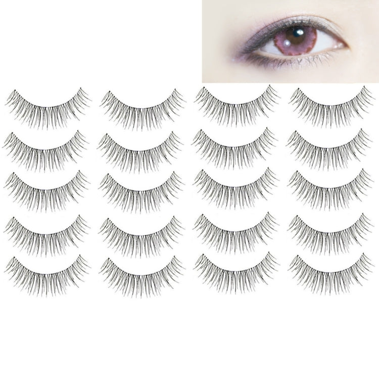 10 Pairs 216 Criss-Cross Transparent Stem Natural Makeup Lashes Charming Long Thick Black False Eyelashes