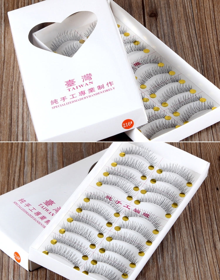 10 Pairs 216 Criss-Cross Transparent Stem Natural Makeup Lashes Charming Long Thick Black False Eyelashes