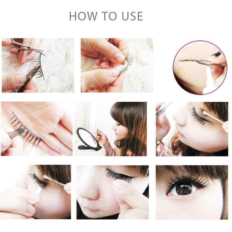 10 Pairs 218 Criss-Cross Transparent Stem Natural Makeup Lashes Charming Long Thick Black False Eyelashes