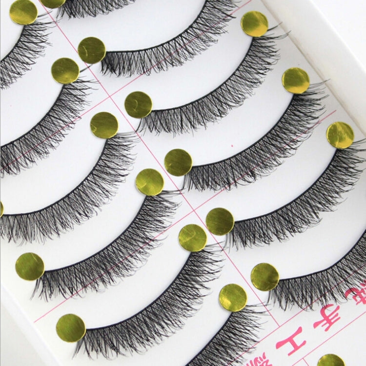 10 Pairs F-8 Criss-Cross Cotton Stem Natural Makeup Lashes Charming Long Thick Black False Eyelashes