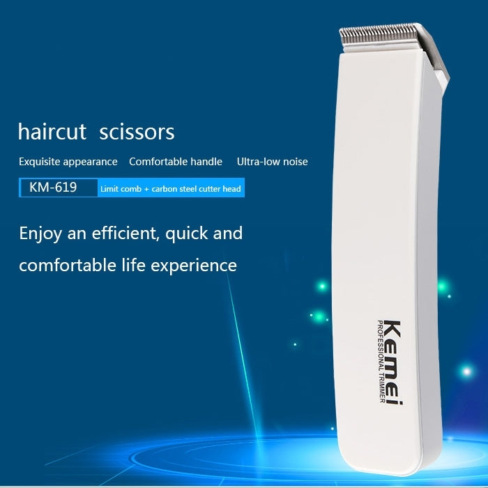 KM-619 Electric Rechargeable Professional Hair Clipper, EU Plug(White)
