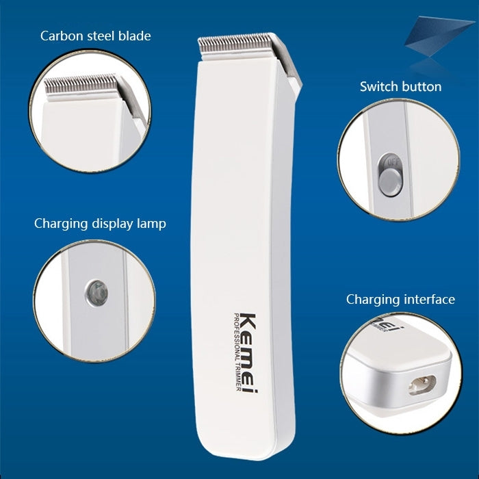 KM-619 Electric Rechargeable Professional Hair Clipper, EU Plug(White)
