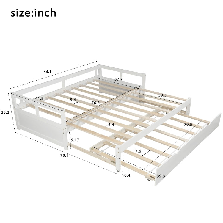 [US Warehouse] Wooden Sofa Bed with Casters, Size: 40x79x23.2 inch