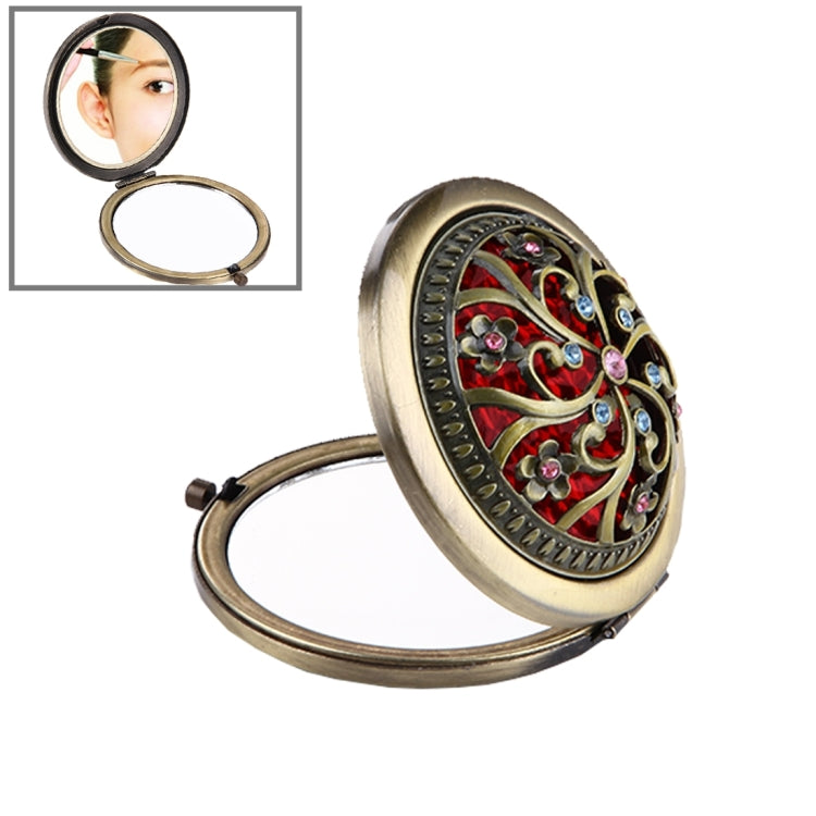 Retro Style Portable Round Makeup Mirror, Color Random Delivery