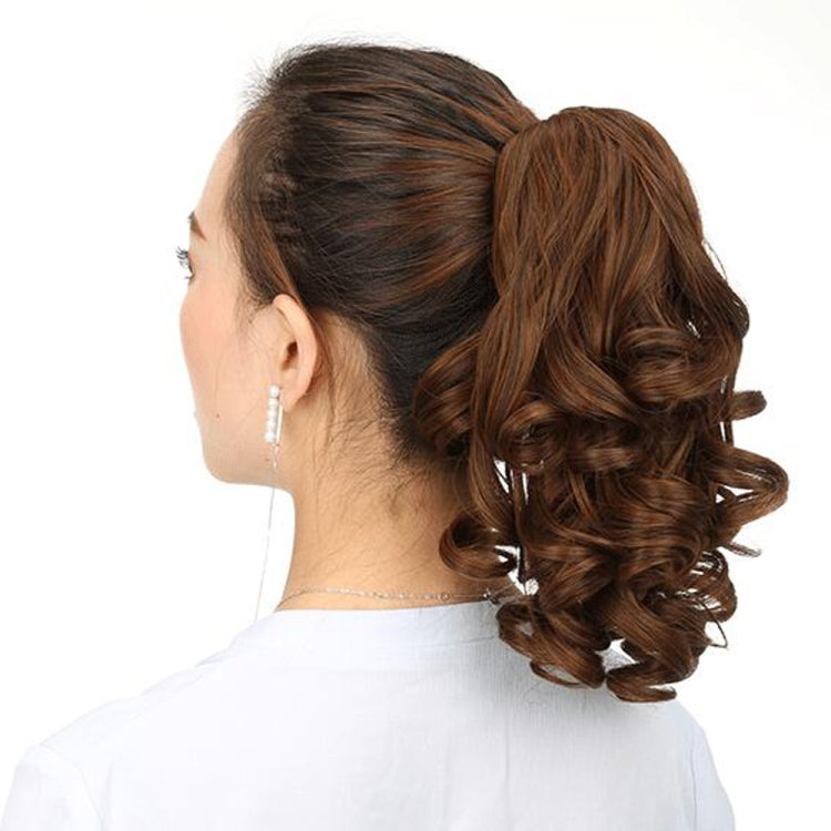 Natural Short Curly Hair Clip-on Pear Blossom Roll Horsetail Wig