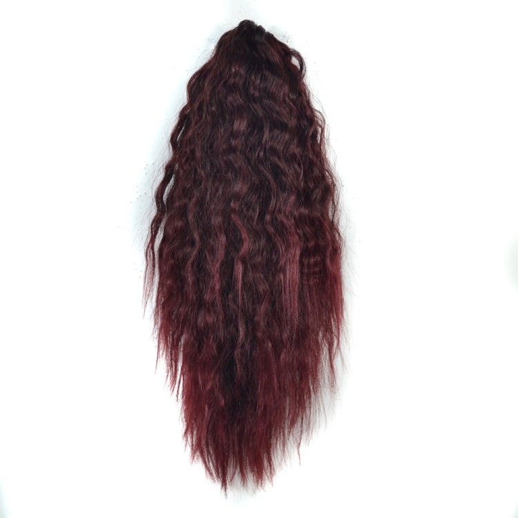 Natural Retro Short Curly Hair Clip-on Corn Blanching Horsetail Wig