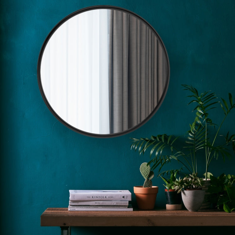 [US Warehouse] Metal Circular Frame Indoor Iron Wall Mounted Plane Mirror Size: 22 inch (Black)
