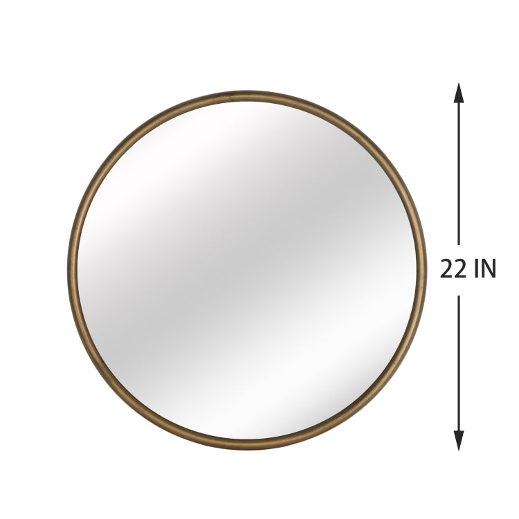 [US Warehouse] Metal Circular Frame Indoor Iron Wall Mounted Plane Mirror Size: 22 inch (Ancient Gold)
