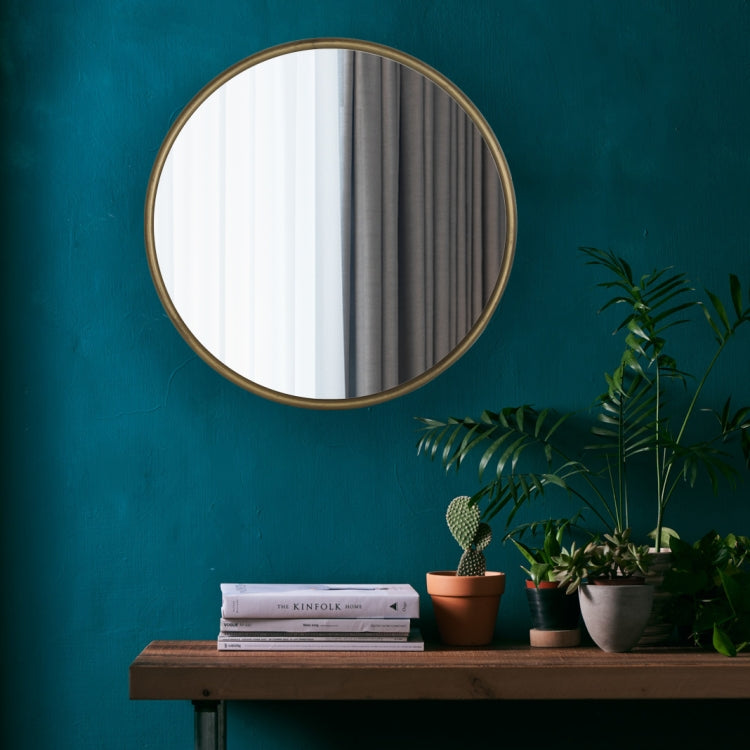 [US Warehouse] Metal Circular Frame Indoor Iron Wall Mounted Plane Mirror Size: 22 inch (Ancient Gold)