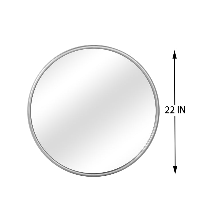 [US Warehouse] Metal Circular Frame Indoor Iron Wall Mounted Plane Mirror Size: 22 inch (Silver)