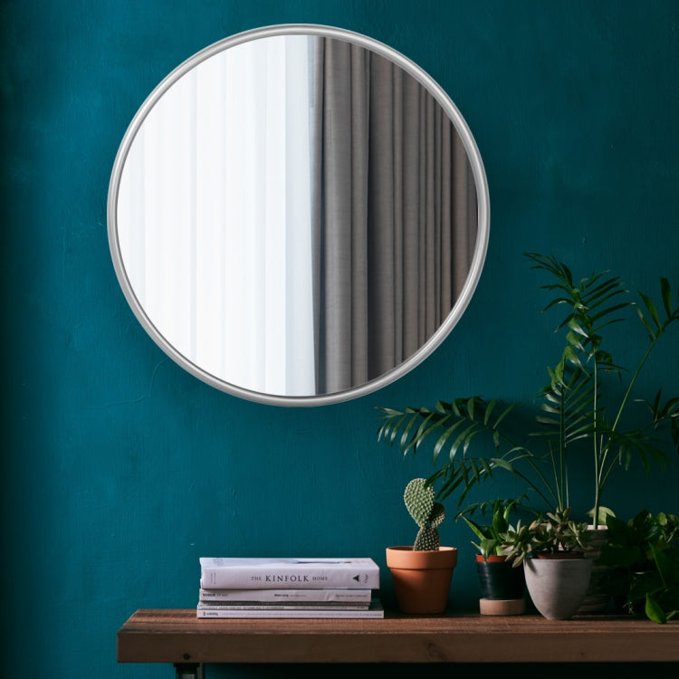 [US Warehouse] Metal Circular Frame Indoor Iron Wall Mounted Plane Mirror Size: 22 inch (Silver)