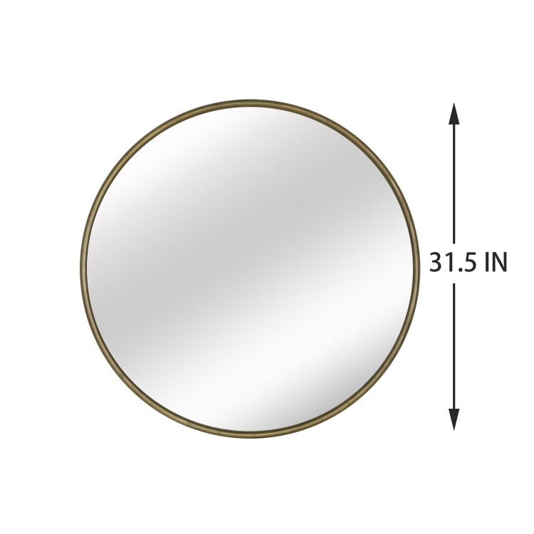 [US Warehouse] Metal Circular Frame Indoor Iron Wall Mounted Plane Mirror Size: 31.5 inch (Ancient Gold)