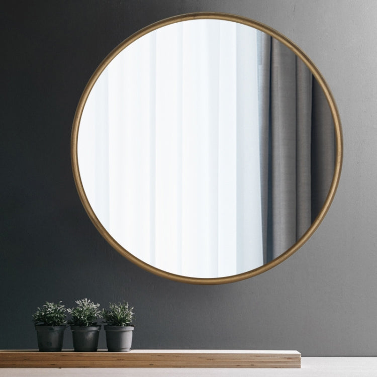 [US Warehouse] Metal Circular Frame Indoor Iron Wall Mounted Plane Mirror Size: 31.5 inch (Ancient Gold)
