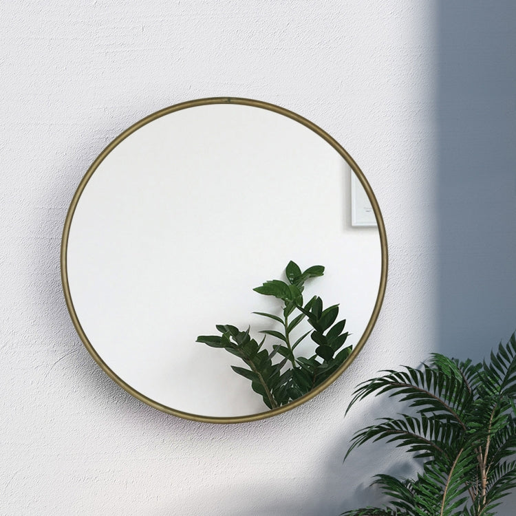 [US Warehouse] Metal Circular Frame Indoor Iron Wall Mounted Plane Mirror Size: 31.5 inch (Ancient Gold)