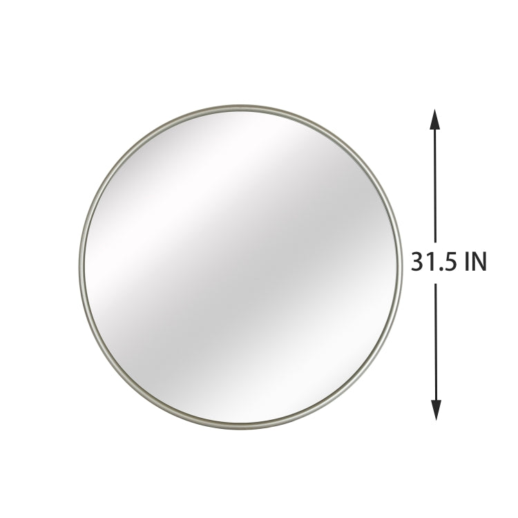 [US Warehouse] Metal Circular Frame Indoor Iron Wall Mounted Plane Mirror Size: 31.5 inch (Silver)