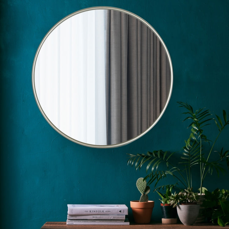 [US Warehouse] Metal Circular Frame Indoor Iron Wall Mounted Plane Mirror Size: 31.5 inch (Silver)