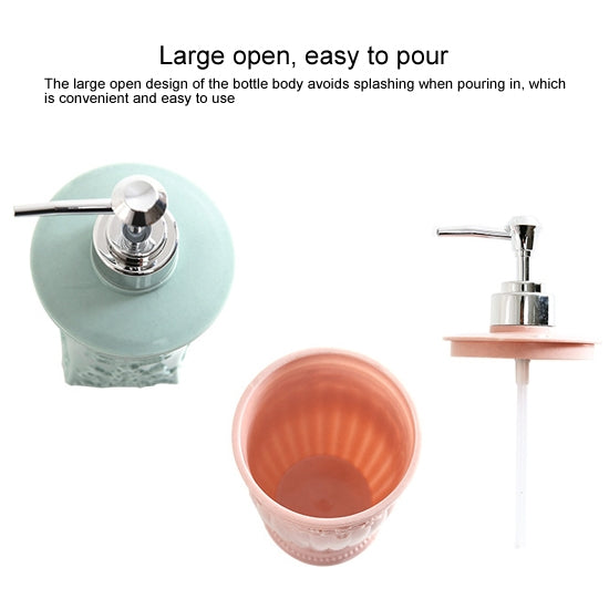 3 PCS Round Press Style Carved Shower Gel Hand Soap Fill Empty Bottle (Baby Blue)