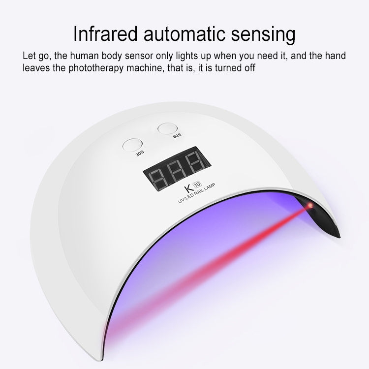 K10 24W Manicure Phototherapy Lamp / Double Light Source LED Sun Lamp UV Phototherapy Glue / Intelligent Nail Burning Lamp