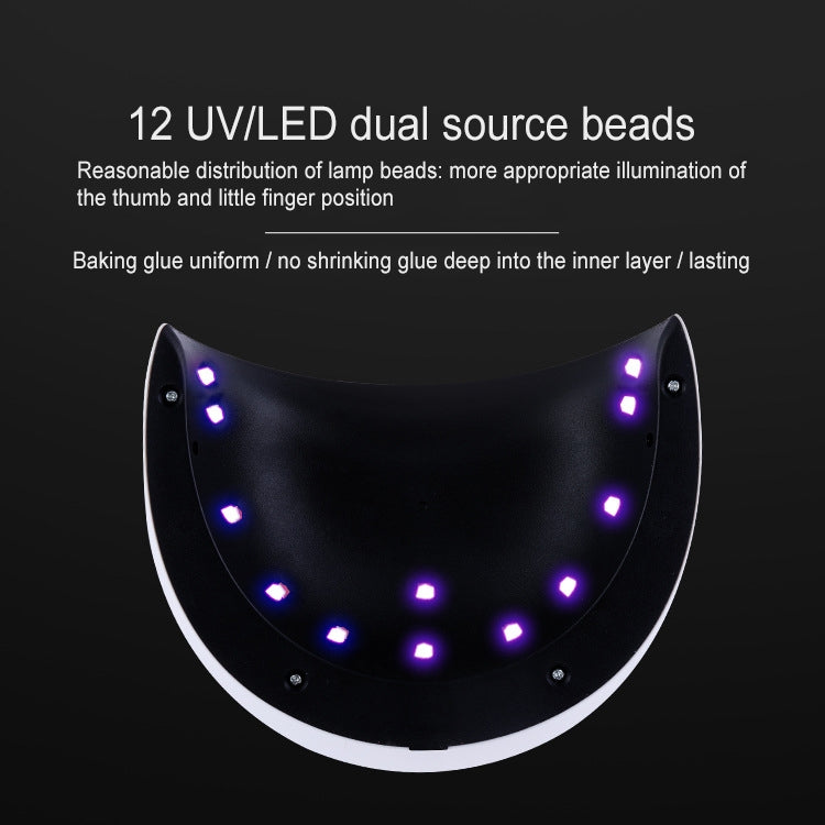 K10 24W Manicure Phototherapy Lamp / Double Light Source LED Sun Lamp UV Phototherapy Glue / Intelligent Nail Burning Lamp