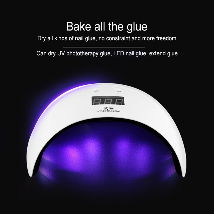 K10 24W Manicure Phototherapy Lamp / Double Light Source LED Sun Lamp UV Phototherapy Glue / Intelligent Nail Burning Lamp