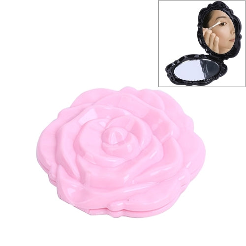 High-quality Rose Folding Plastic Circular Makeup Mirror Double Face Stereo Dressing Mirror(Pink)