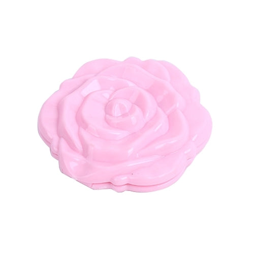 High-quality Rose Folding Plastic Circular Makeup Mirror Double Face Stereo Dressing Mirror(Pink)
