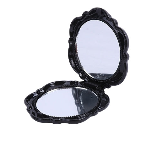 High-quality Rose Folding Plastic Circular Makeup Mirror Double Face Stereo Dressing Mirror(Pink)