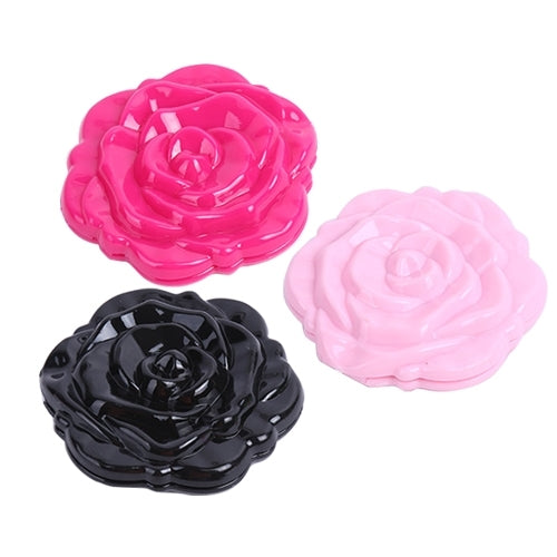 High-quality Rose Folding Plastic Circular Makeup Mirror Double Face Stereo Dressing Mirror(Pink)