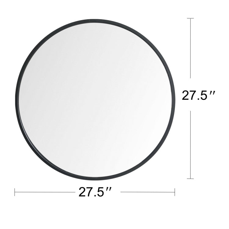 [US Warehouse] 27.5 inch Wall-mounted Round Metal Frame Plane Mirror Bathroom Vanity Mirror(Black)