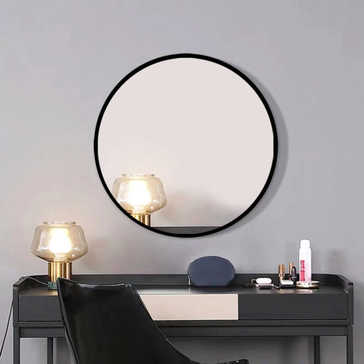 [US Warehouse] 27.5 inch Wall-mounted Round Metal Frame Plane Mirror Bathroom Vanity Mirror(Black)