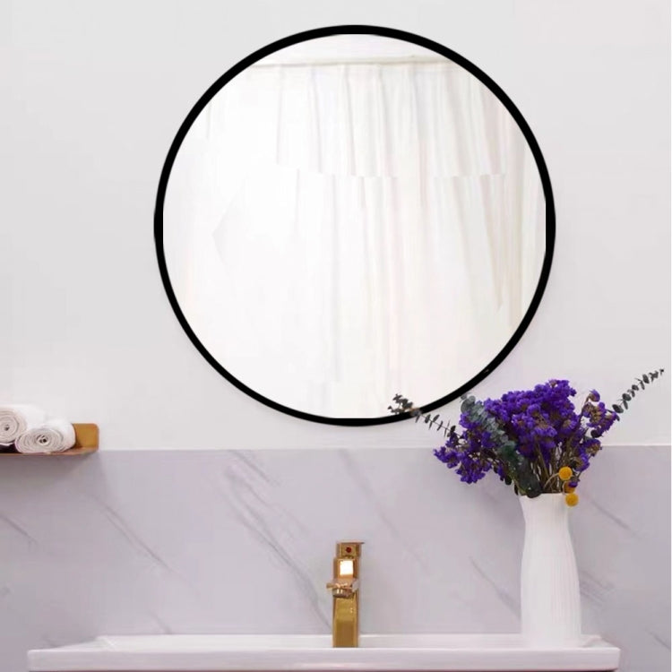 [US Warehouse] 27.5 inch Wall-mounted Round Metal Frame Plane Mirror Bathroom Vanity Mirror(Black)