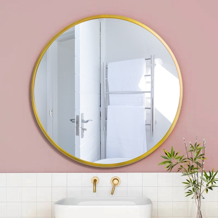 [US Warehouse] 24 inch Wall-mounted Round Metal Frame Plane Mirror Bathroom Vanity Mirror(Gold)