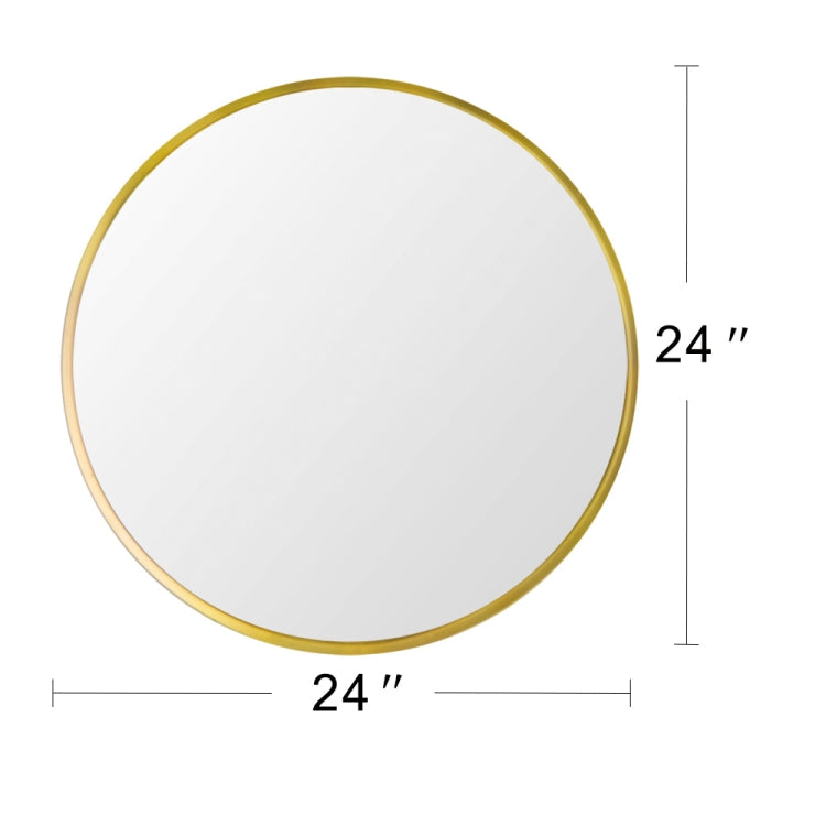 [US Warehouse] 24 inch Wall-mounted Round Metal Frame Plane Mirror Bathroom Vanity Mirror(Gold)