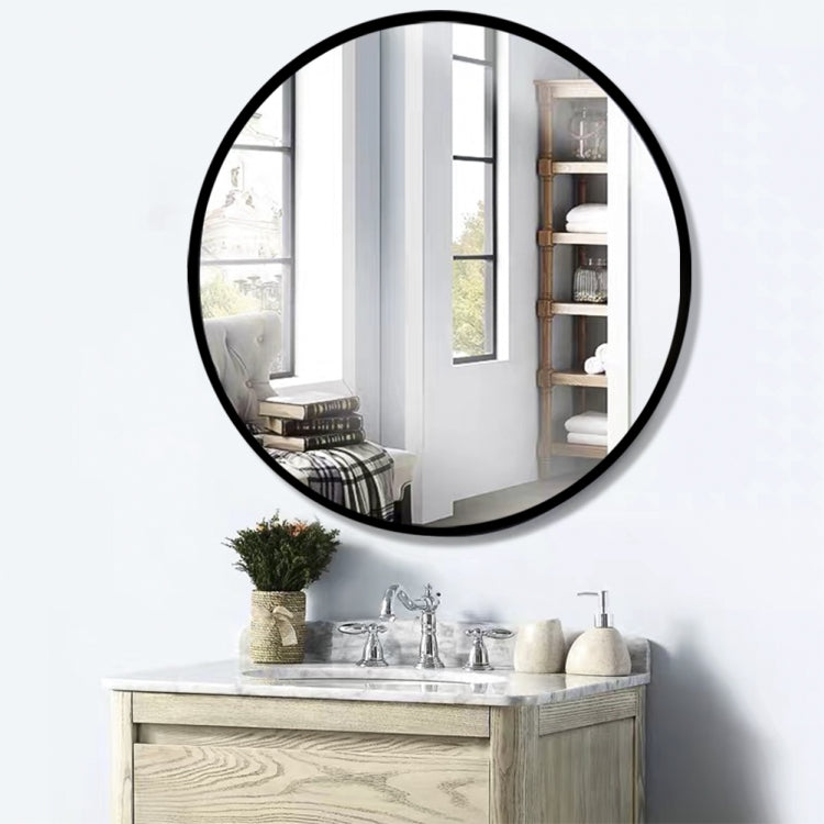[US Warehouse] 31.5 inch Wall-mounted Round Metal Frame Plane Mirror Bathroom Vanity Mirror