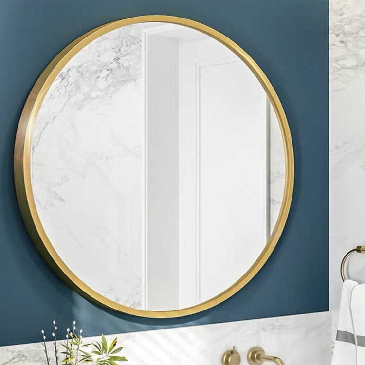 [US Warehouse] 31.5 inch Wall-mounted Round Metal Frame Plane Mirror Bathroom Vanity Mirror