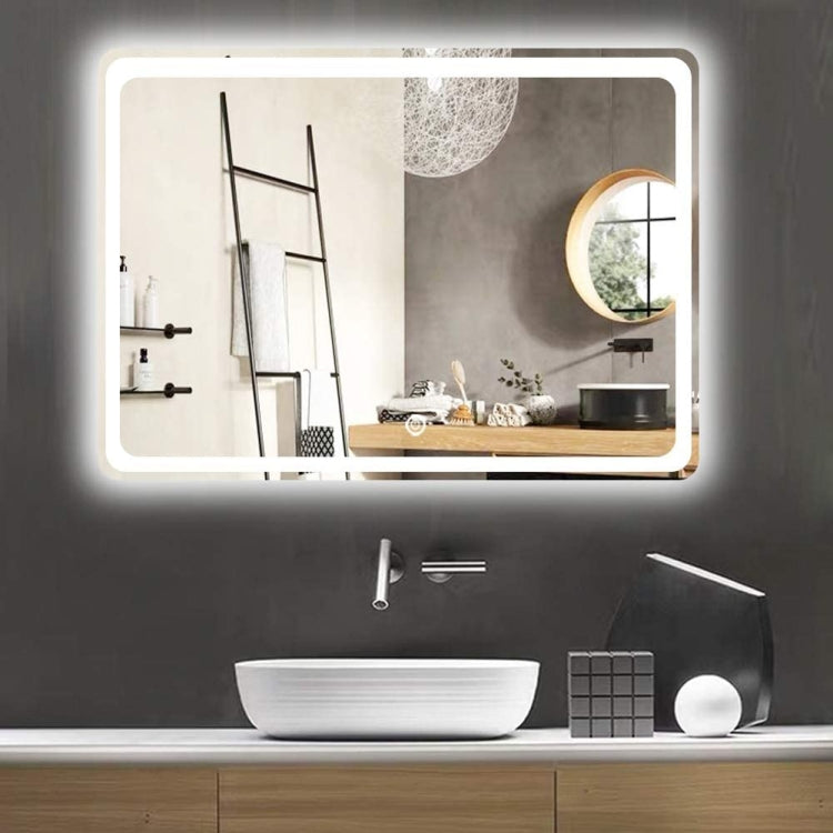 [US Warehouse] Wall-mounted Rectangular Frameless Explosion-proof Plane Mirror Bathroom Vanity Mirror with Touch LED Light, Size: 32 x 24 inch