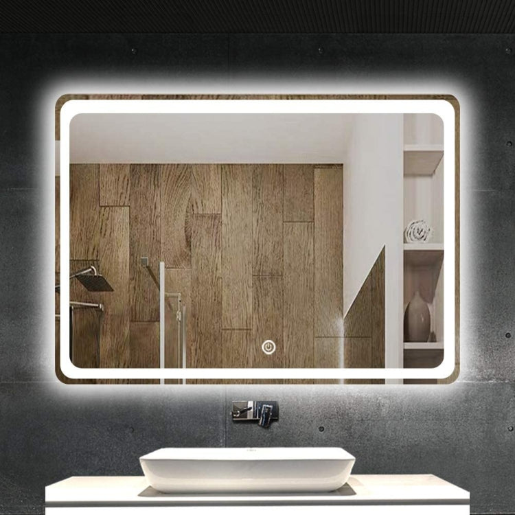 [US Warehouse] Wall-mounted Rectangular Frameless Explosion-proof Plane Mirror Bathroom Vanity Mirror with Touch LED Light, Size: 32 x 24 inch