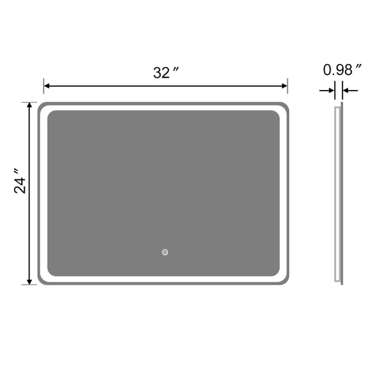 [US Warehouse] Wall-mounted Rectangular Frameless Explosion-proof Plane Mirror Bathroom Vanity Mirror with Touch LED Light, Size: 32 x 24 inch