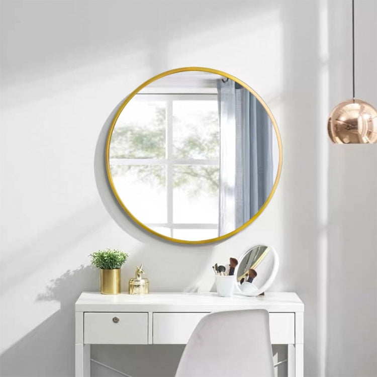 [US Warehouse] 27.5 inch Wall-mounted Round Metal Frame Plane Mirror Bathroom Vanity Mirror(Gold)