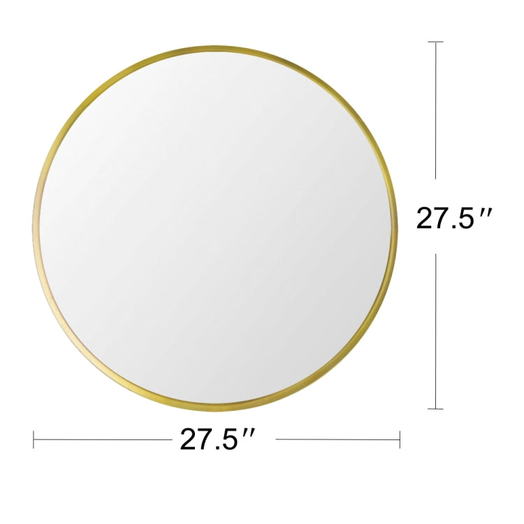 [US Warehouse] 27.5 inch Wall-mounted Round Metal Frame Plane Mirror Bathroom Vanity Mirror(Gold)