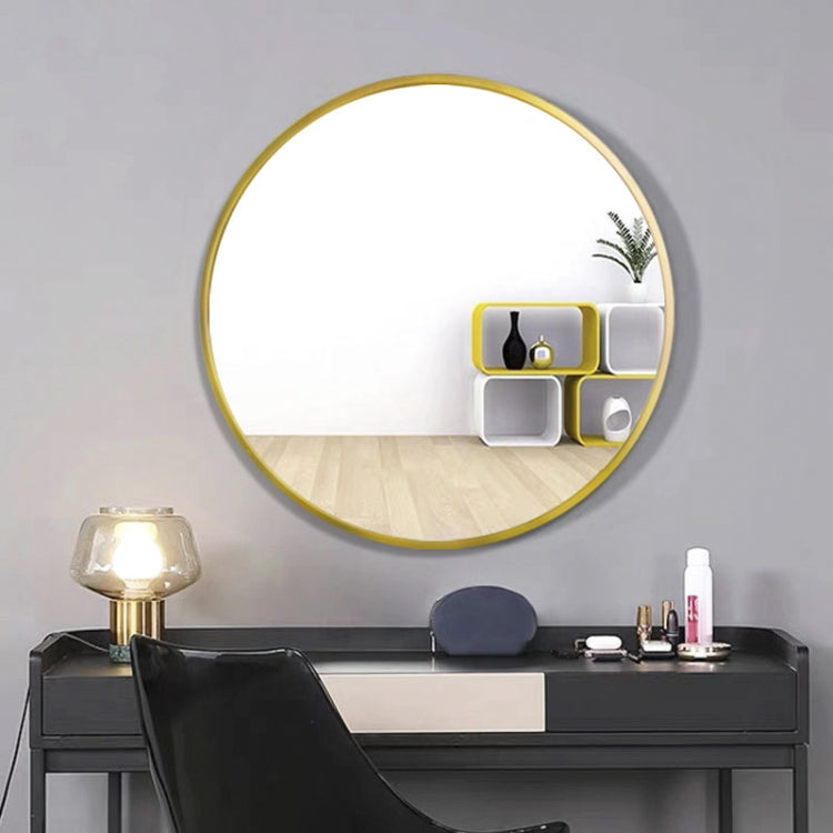 [US Warehouse] 27.5 inch Wall-mounted Round Metal Frame Plane Mirror Bathroom Vanity Mirror(Gold)