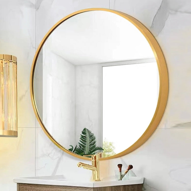 [US Warehouse] 27.5 inch Wall-mounted Round Metal Frame Plane Mirror Bathroom Vanity Mirror(Gold)