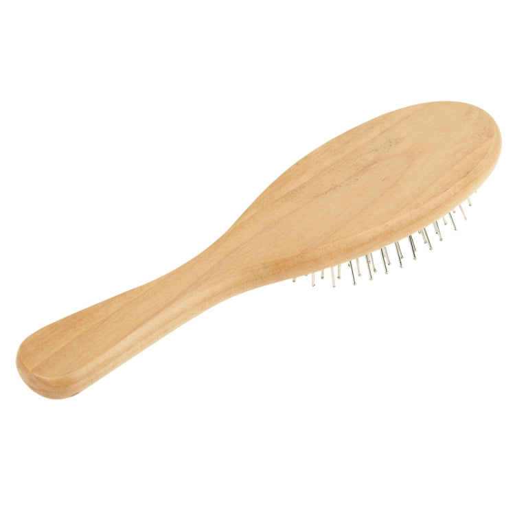 Natural Wooden Massage Hair Comb with Rubber Base & Metal Brush(Black)
