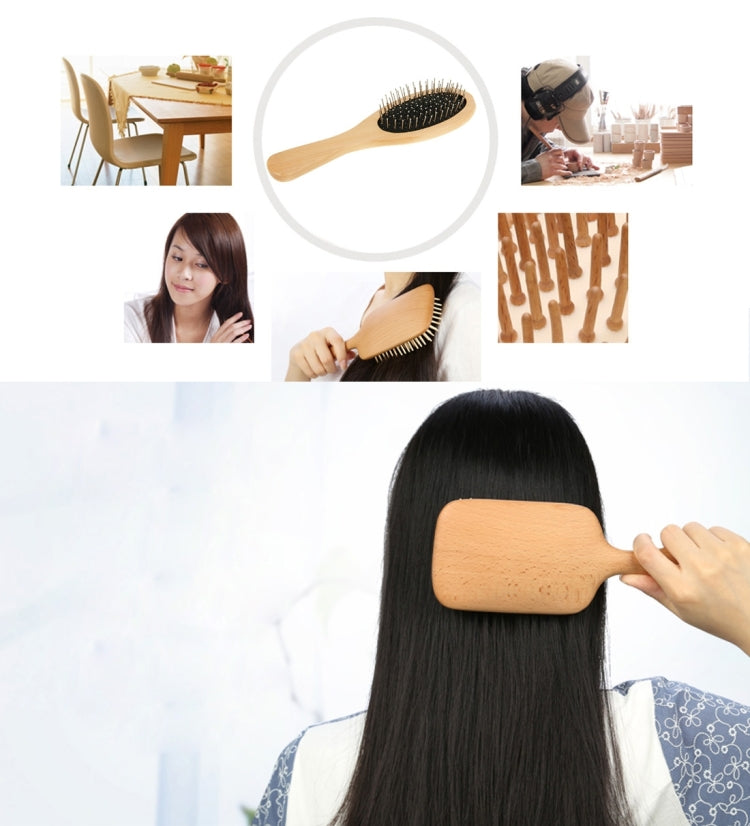 Natural Wooden Massage Hair Comb with Rubber Base & Metal Brush(Black)